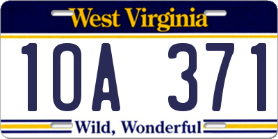 WV license plate 1OA371