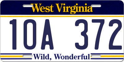 WV license plate 1OA372