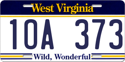 WV license plate 1OA373