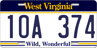 WV license plate 1OA374