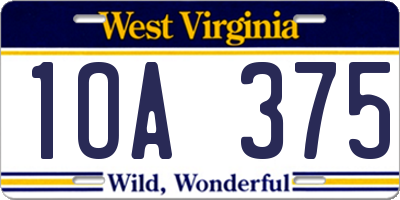 WV license plate 1OA375