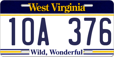 WV license plate 1OA376