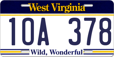 WV license plate 1OA378