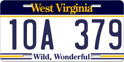 WV license plate 1OA379