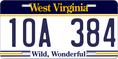 WV license plate 1OA384