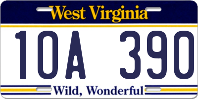 WV license plate 1OA390
