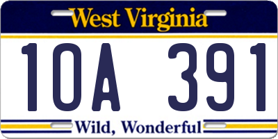 WV license plate 1OA391