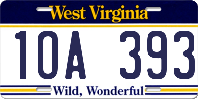 WV license plate 1OA393