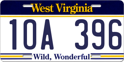 WV license plate 1OA396