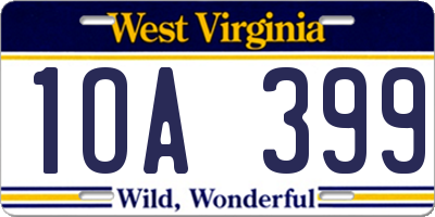 WV license plate 1OA399