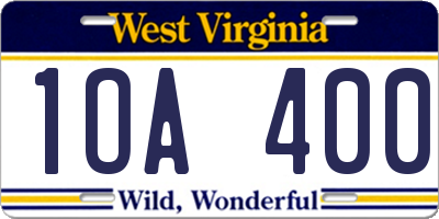 WV license plate 1OA400
