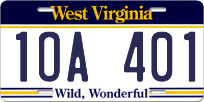 WV license plate 1OA401