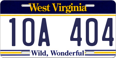 WV license plate 1OA404