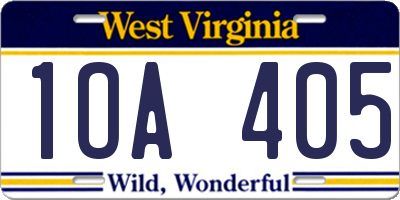 WV license plate 1OA405
