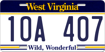 WV license plate 1OA407