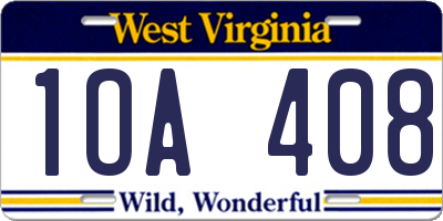 WV license plate 1OA408