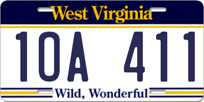 WV license plate 1OA411