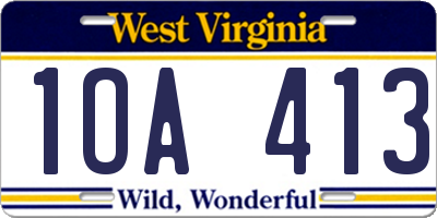 WV license plate 1OA413