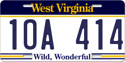 WV license plate 1OA414