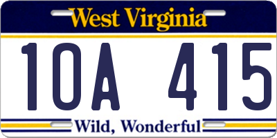 WV license plate 1OA415