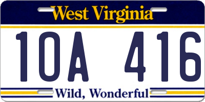 WV license plate 1OA416