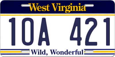 WV license plate 1OA421