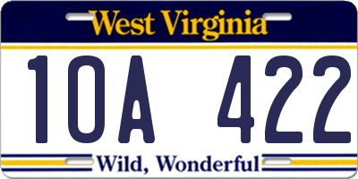 WV license plate 1OA422
