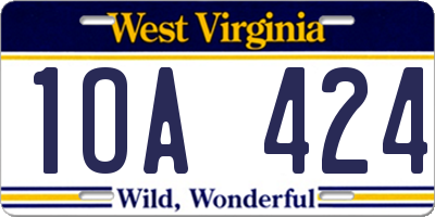WV license plate 1OA424