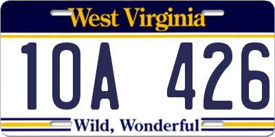 WV license plate 1OA426