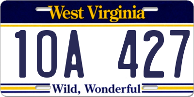 WV license plate 1OA427
