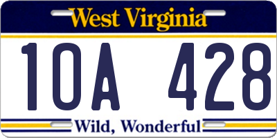 WV license plate 1OA428