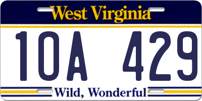 WV license plate 1OA429