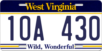 WV license plate 1OA430