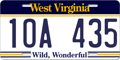 WV license plate 1OA435