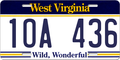 WV license plate 1OA436