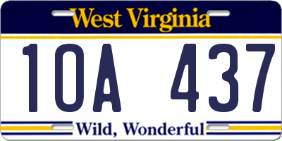 WV license plate 1OA437