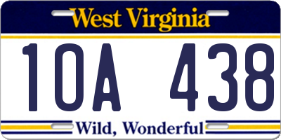 WV license plate 1OA438