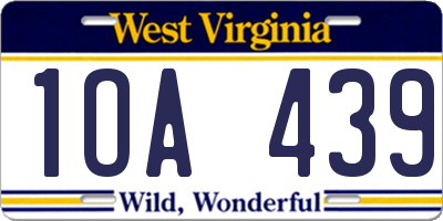 WV license plate 1OA439