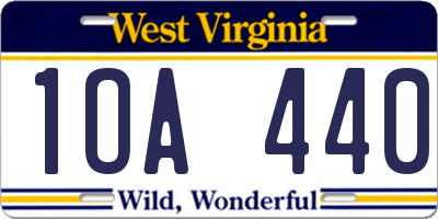 WV license plate 1OA440