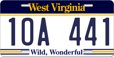 WV license plate 1OA441