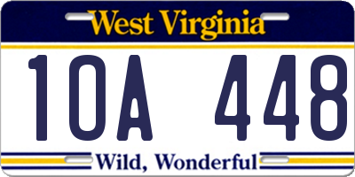 WV license plate 1OA448
