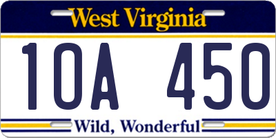 WV license plate 1OA450