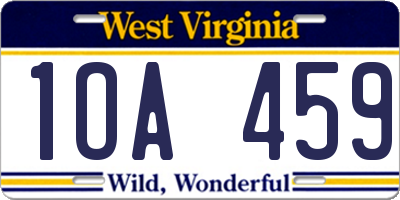 WV license plate 1OA459
