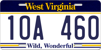 WV license plate 1OA460