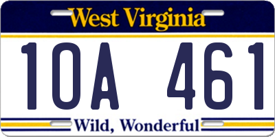 WV license plate 1OA461