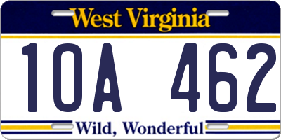 WV license plate 1OA462