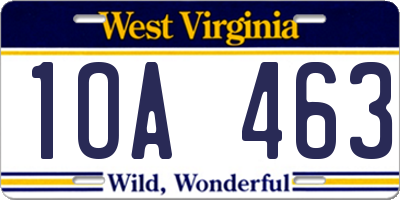WV license plate 1OA463