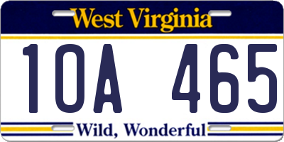WV license plate 1OA465