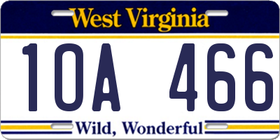 WV license plate 1OA466
