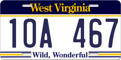 WV license plate 1OA467